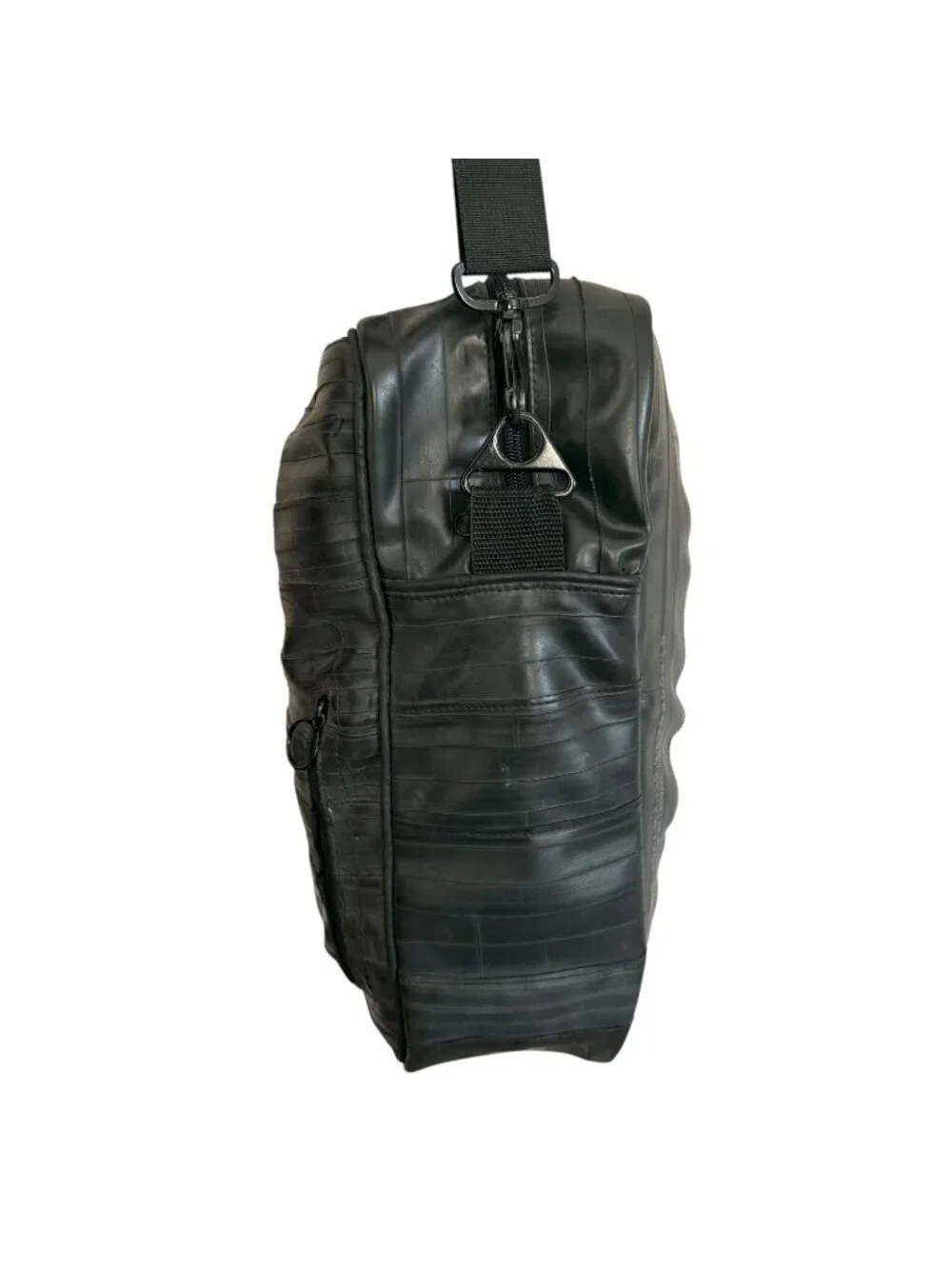 tub Recycled Inner Tube Rubber Messenger Bag Black Handmade Waterproof Upcycle